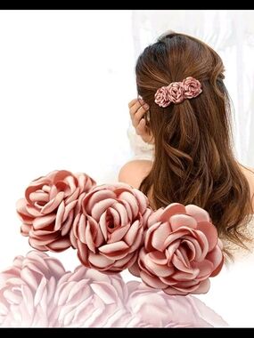 Rose Cluster Hair Clip in Dusty Pink - Women's Hair Accessory